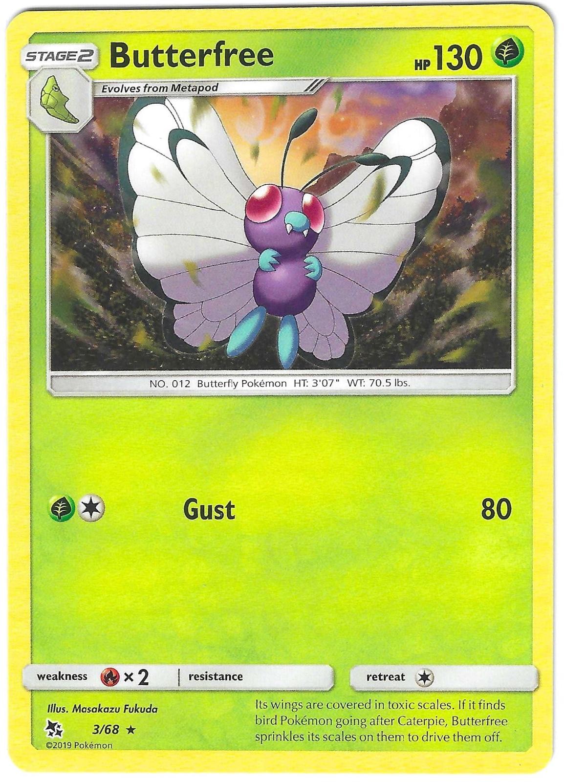Butterfree 3/68 Rare Hidden Fates Pokemon Near Mint