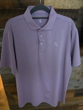 Rhoback Polo Shirt Mens Size Medium "The Birdie Stripe" Golf Performance