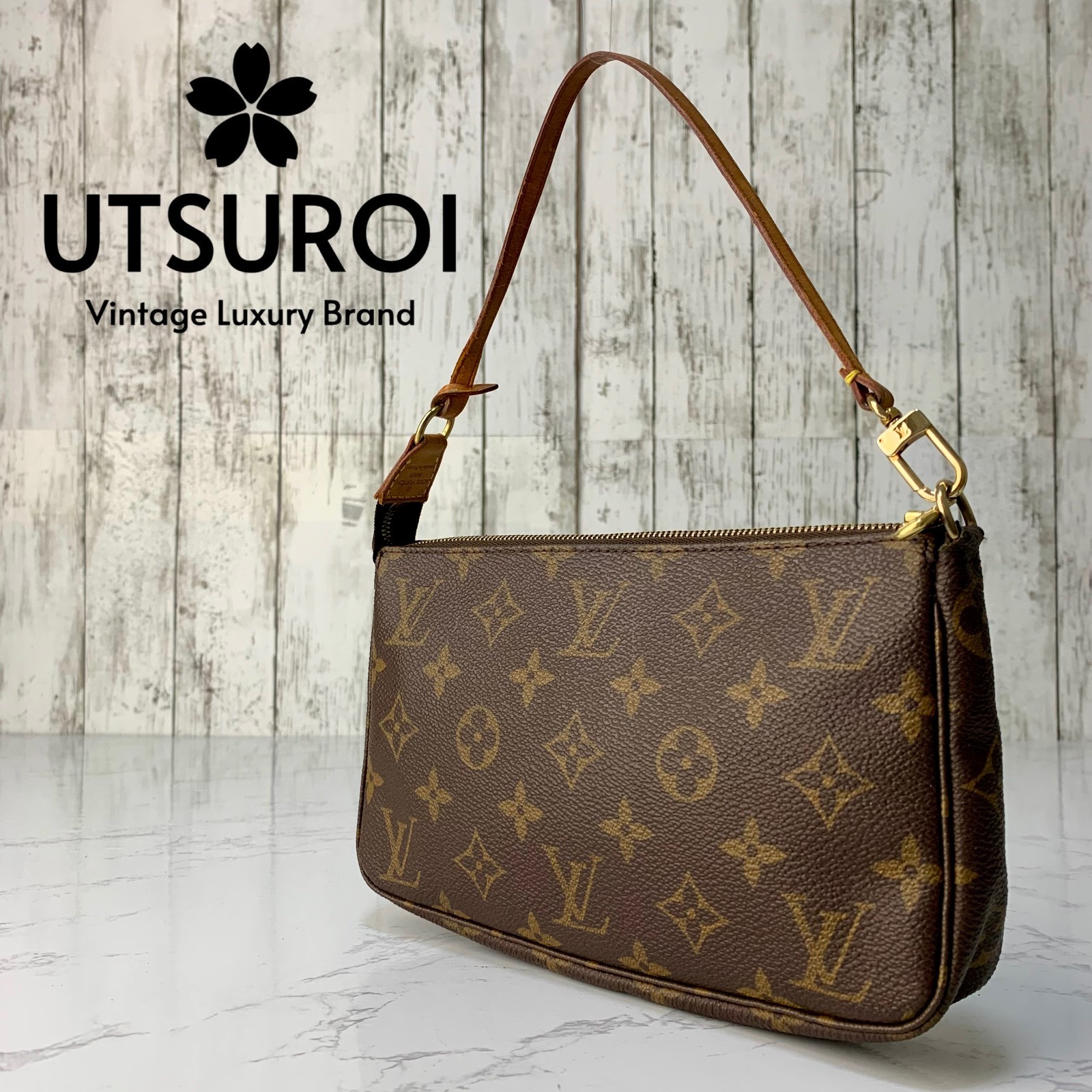 LOUIS VUITTON Pochette Accessoires Monogram Handbag Pouch M51980 Authentic Japan
