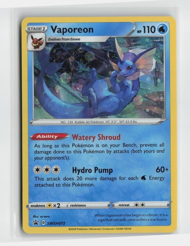 Vaporeon SWSH072 Holo Promo Sword & Shield Promo Pokemon Near Mint