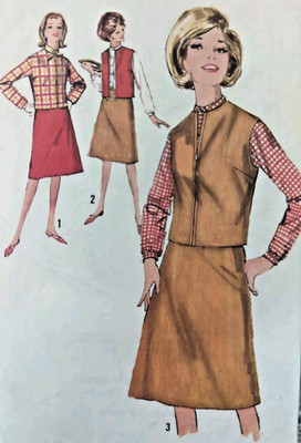 Vintage 60er Jahre Simplicity 5100 Rock Jacke Bluse Schnittmuster B34'' W26''