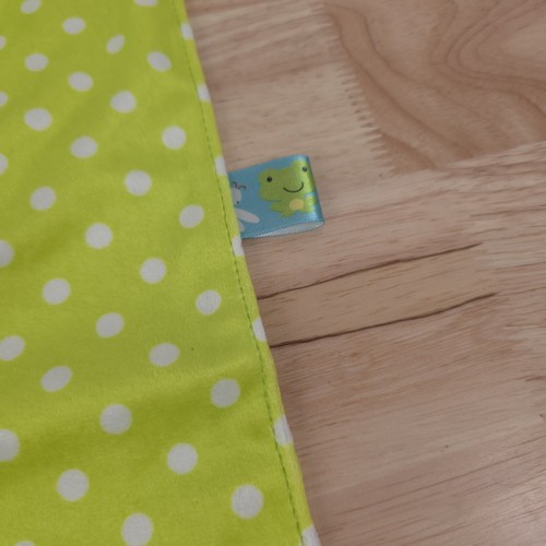 Taggies Green Frog Security Blanket Lovey Polka Dots Rattle Satin Back 2012 New - Picture 5 of 11