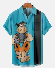 Trendy Aloha Mens Flintstones Fred And Barney Bowling Shirt