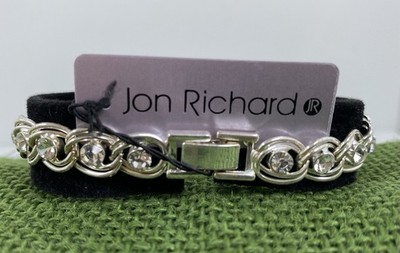 *Mint* Jon Richard Silver Tone Bracelet White Crystals Size 6