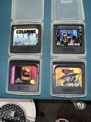Sega Game Gear 4-Game Lot w/ Clear Cases - Batman MK Chakan Columns Bundle