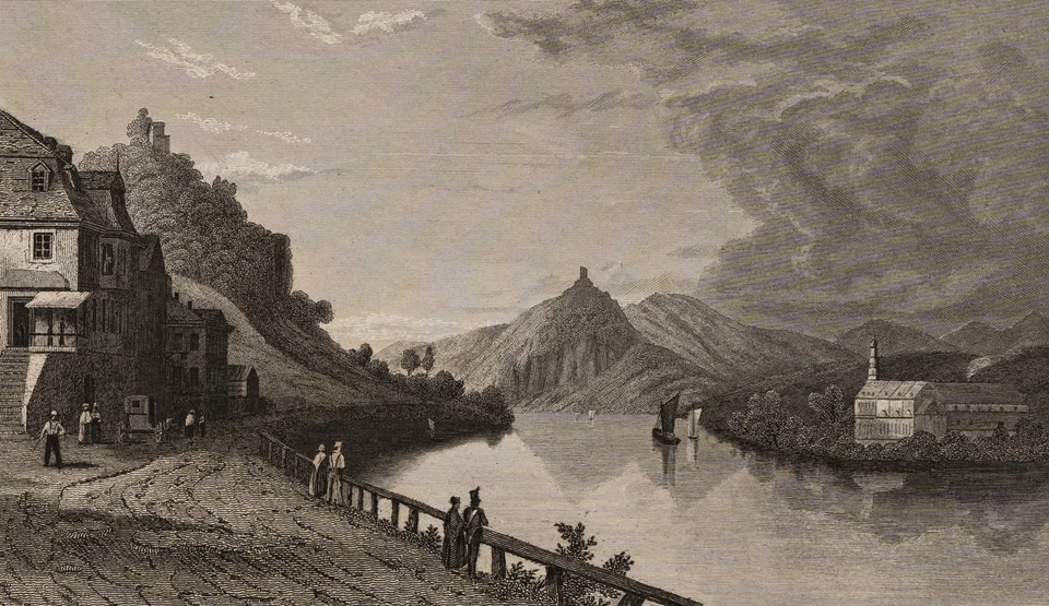 C. FROMMEL (1789-1863), Insel Nonnenwerth mit Kloster und Rolandseck, Sst. - Bild 3 von 4