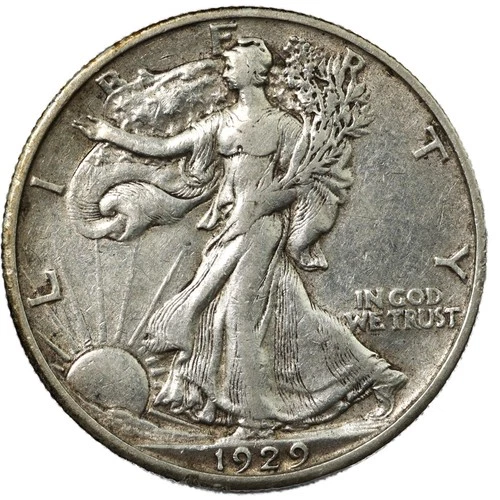 1929-S San Francisco Walking Liberty Half Dollar 50C Extremely Fine XF+ Detail