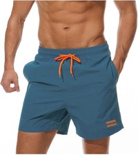 Ougelebo Badehose Herren Badeshorts schnelltrocknend mit Rei&szlig;verschlusstasche S-