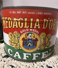 VINTAGE MEDALGIA D?ORO ?FULL? #1 COFFEE TIN CAN COOL GRAPHICS