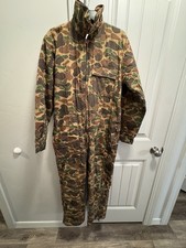 Vintage Trophy Club Coveralls Mens Small Camo Insulated Duck Hunting Hollofil