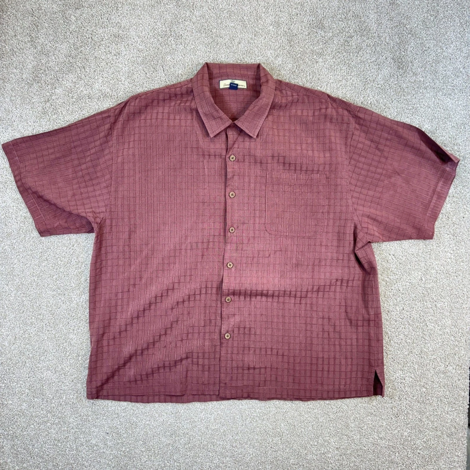Tommy Bahama Shirt Mens XXL Burgundy 100% Silk Textured Grid Short Sleeve Button
Opens in a new wind