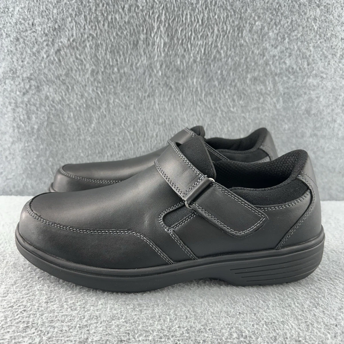 OrthoFeet 525 Edgewater Mens Black Walking Shoes Hook Loop Strap Size 8 Medium Orthofeet Black Casual Shoes for Men for sale | eBay main image 2