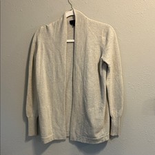 J. Crew Collection Light Gray Open Front Italian Cashmere Cardigan XS