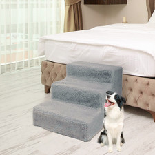 3 Steps Dog Stairs Pet Steps For Bed Sofa Cats Ladder Ramp with Removable Cover