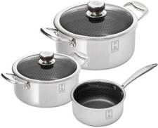 HENSSLERS Topf-Set 5-tlg., 1 Universaltopf Ø 20 cm + Ø 24 cm + Deckel, 1 Stiel