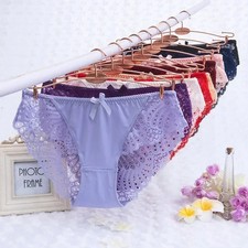 Lace Low Waist Panties Women Transparent Hollow T Back Big Size Soft Briefs