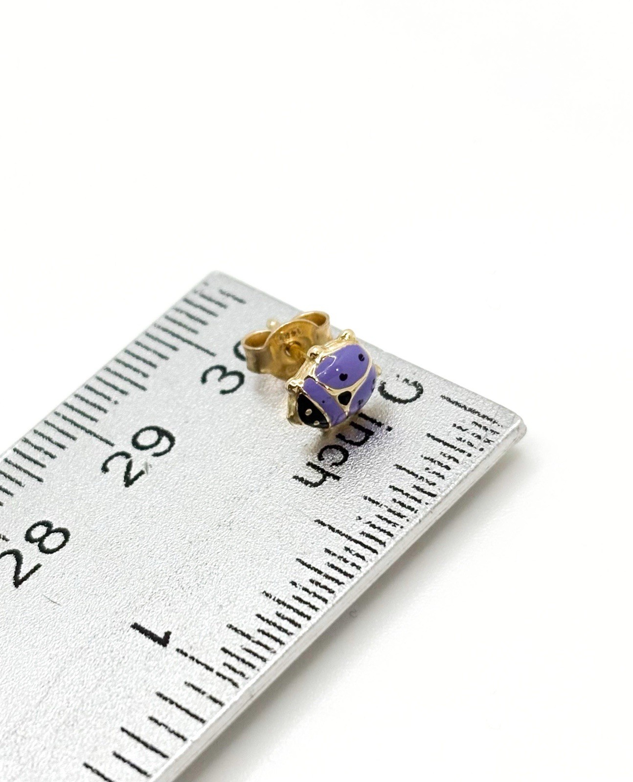 Solid 14K Gold Ladybug Earrings - image 4