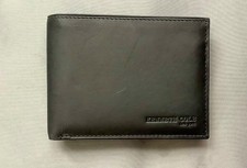 KENNETH COLE Men Black Leather Bifold Wallet with Flip Up License ID extra pocke
