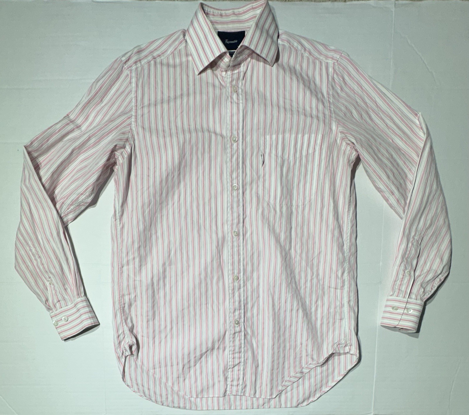 Facconable Button Down Shirt Mens Large Pink Whit… - image 1