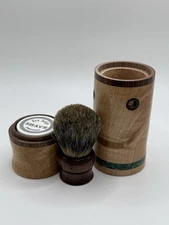 Travel Badger Hair Shave Brush In Maple Travel Tube
