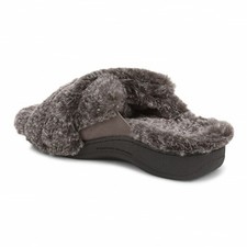 VIONIC Women Relax II Slippers, Dark Brown Fur NEW
