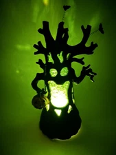 Cracker Barrel Spooky Tree Glitter Globe LED TRUNK WITH PUMPKIN Halloween NEW
