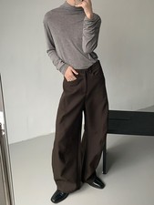 Korean High-waisted Trousers Men Slim Floor-length Wide-leg Trousers Suit Pants