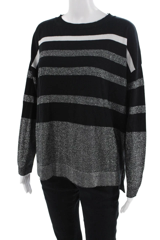 Suéter Planet by Lauren G Para Mujer Manga Larga Cuello Redondo Rayas Talla M Foto 2 de 4