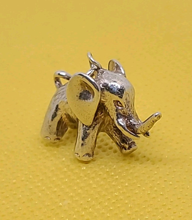 925 Sterling Silver Solid Elephant Charm - image 4