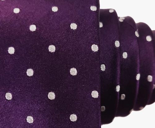 Ralph Lauren Purple Label Polka Dot Tie 3.5" Silk 59L Deep Purple