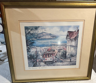 Brunet Matted & Framed Realism Print San Francisco Cable Car Cityscape