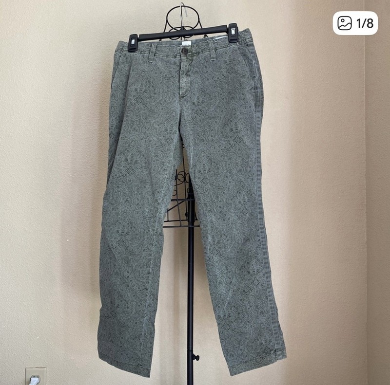 GAP Girlfriend Chinos Green Paisley Floral Print Size 2