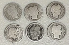 6 Barber Dimes 90% Silver NO RESERVE!!