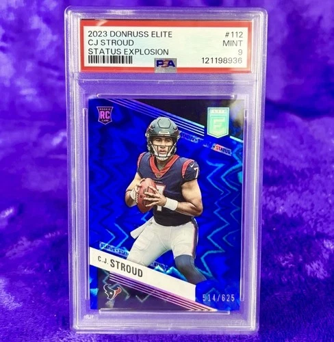 🔥 CJ STROUD RC 2023 DONRUSS ELITE 112 STATUS EXPLOSION SP Rookie #/625 💎 PSA 9
