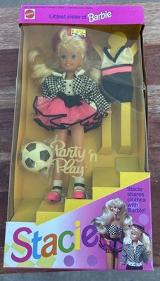 NIB 1992 PARTY 'N PLAY STACIE Doll: LITTLEST SISTER of BARBIE.