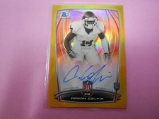 2014 Bowman Chrome Gold Refractor / 75 Aaron Colvin #17 Rookie RC Auto Autograph