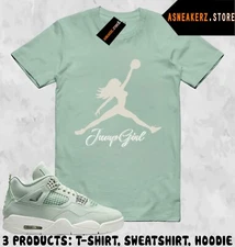 Shirt To Match AJ 4 Abundance Seafoam Sail Sneaker Matching Jumpman Girl T-Shirt