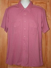 Vintage Van Heusen 1970s Polyester Shirt Rockabilly Disco Hipster XL PURPLE PINK