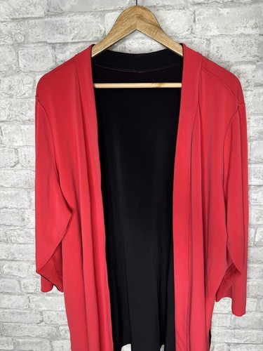 Susan Graver Liquid Knit Size 3XP Reversible Black Red Open Cárdigan Jacket - Picture 3 of 17