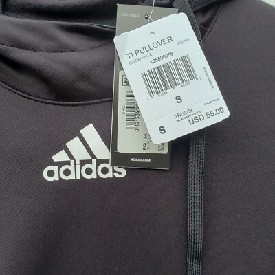 Adidas Mens Logo Hooded Black w Gray Sweatshirt Lined W Pockets Size Small  NEW | eBay