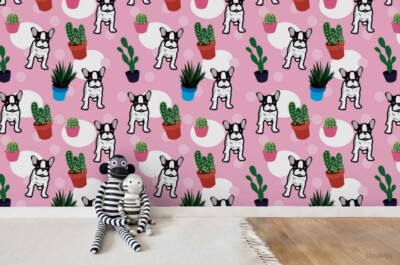 3D Cartoon Dog Vector Wallpaper Wall Mural Removable Self-adhesive 171