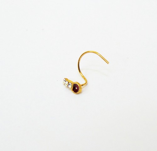 Nose Ring Indian Ethnic Stud Gold Plated Crock Screw Nose Ear Pin Mother's Gift - Picture 4 of 5