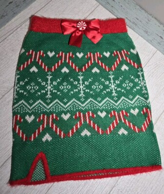 Junior's NWT Planet Gold Candy Cane Green Red Holiday Print Pencil Skirt SMALL 
