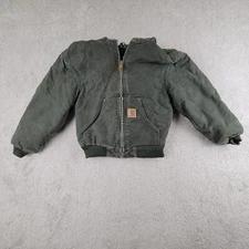 Vintage CARHART Dark Green Chore Coat Youth Size Small 6/7 YYJ130 MOS Green