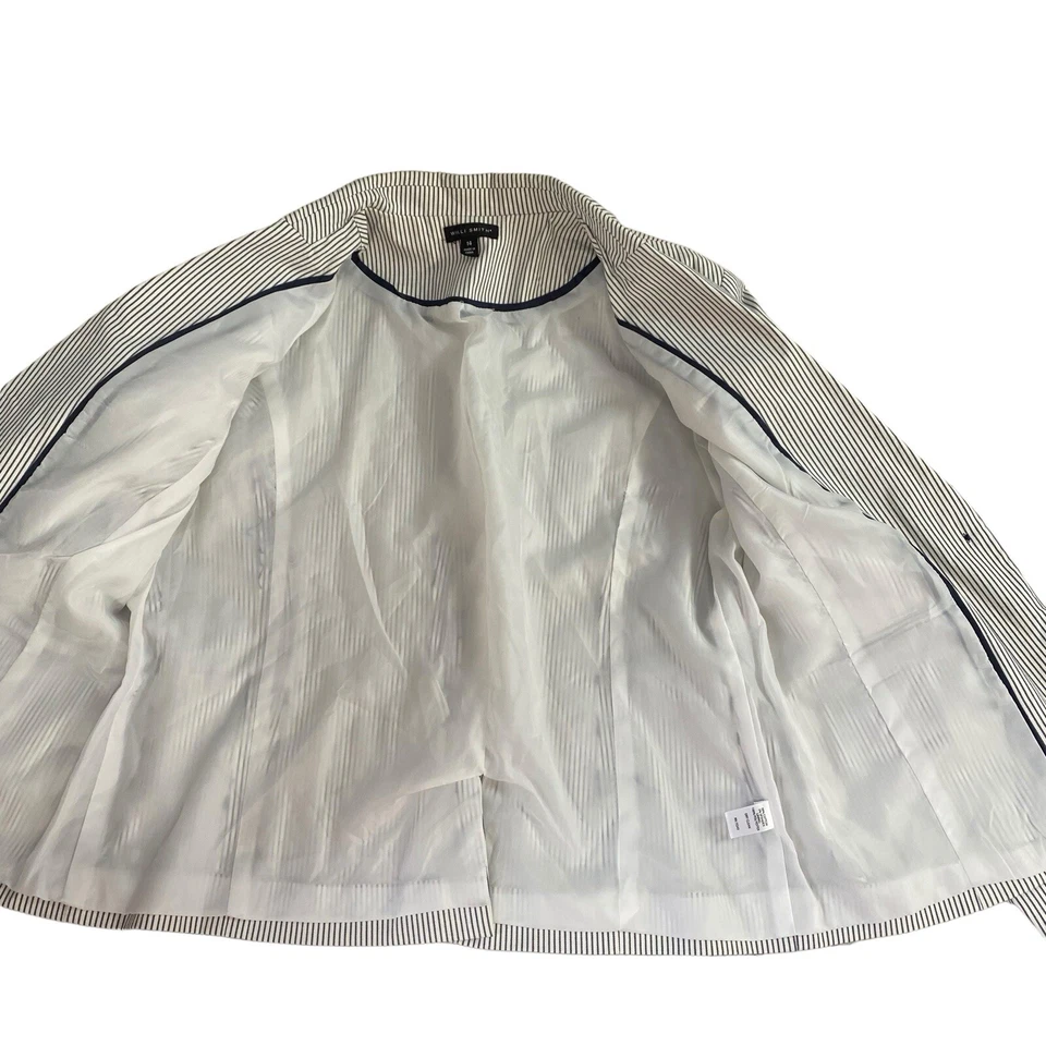 Blazer Willi Smith Mujer 14 Rayas Ferrocarril Chaqueta Costera Preppy Trabajo Oficina Foto 4 de 4