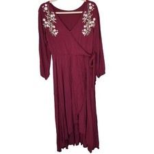 JODFL Dress Anthropologie Dress Faux Wrap Dress Maxi Dress Hi Low Dress S Red 