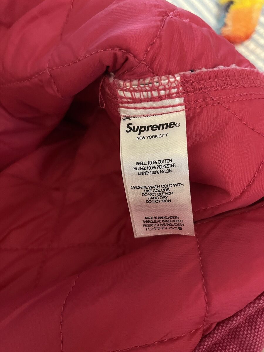 Supreme Dickies Quilted Denim Work Jacket Pink Mens Large Supreme Dickies Quilted Denim Work Jacket Pink Mens Large