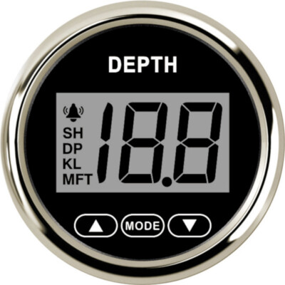 52MM Boat Depth Gauge Waterproof Universal Marine Digital Depth Meter White LED