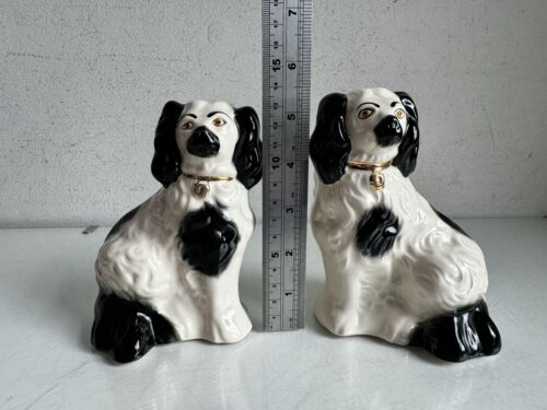 Beswick Staffordshire China Dogs X2 Set Pair King Charles Spaniel Mantel vintage - Picture 22 of 24