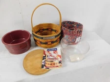 Longaberger 1997 Inaugural Basket Combo Basket Protector Liner Crock Lid